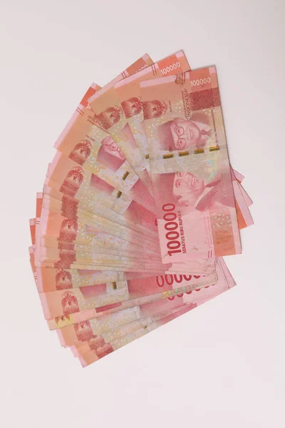 Indonesian Rupiah Cash Banknotes Money Isolated White — Stock Photo, Image