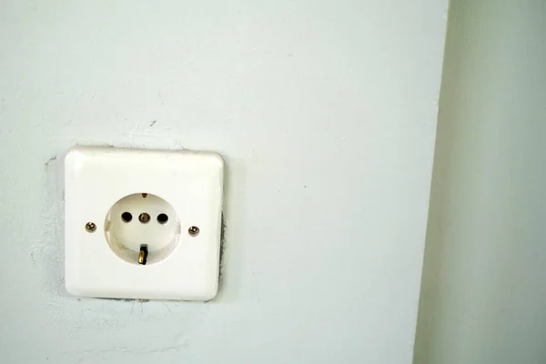 Electrical Socket Isolated Wall Copyspace — Fotografia de Stock