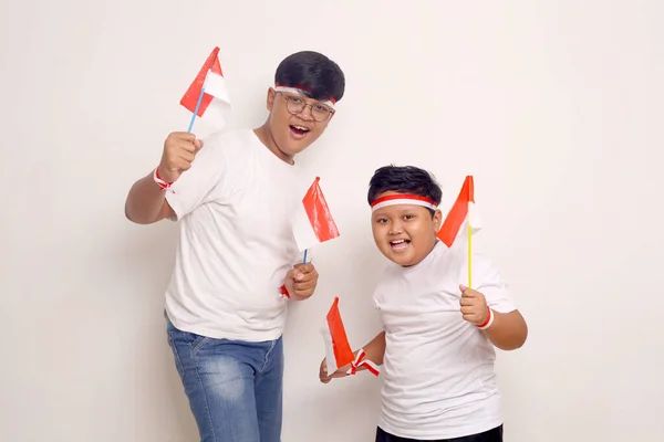 Indonesian Kids Celebrate Independence Day Isolated White Background — Stock Fotó
