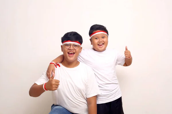 Indonesian Kids Celebrate Independence Day Isolated White Background — Foto Stock