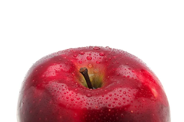 Red apple detail with water drop — Stock Photo, Image