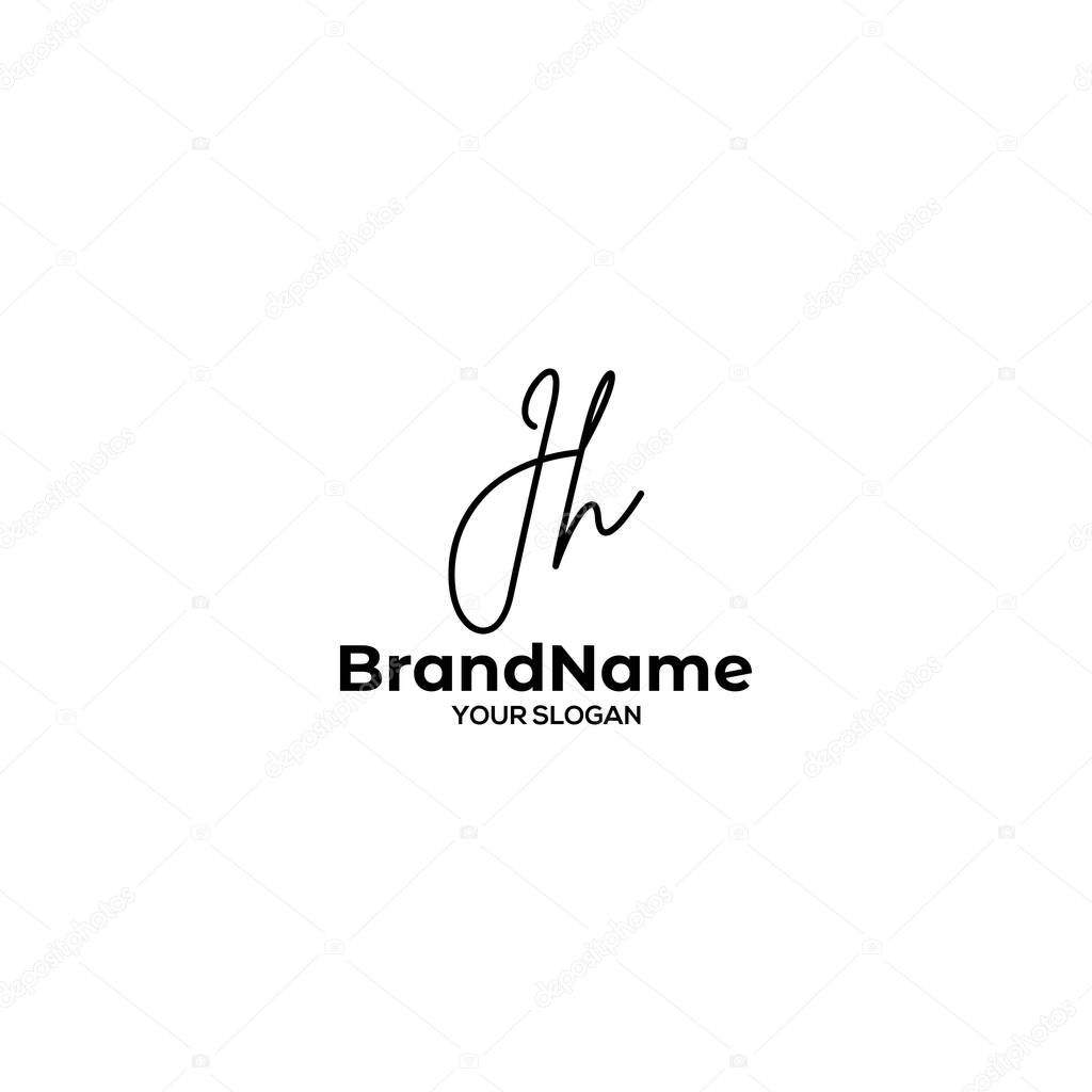 JH Script Logo Design Vector