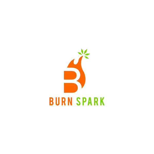 Burn Spark Leaf Logo Design Vector — Stock Vector