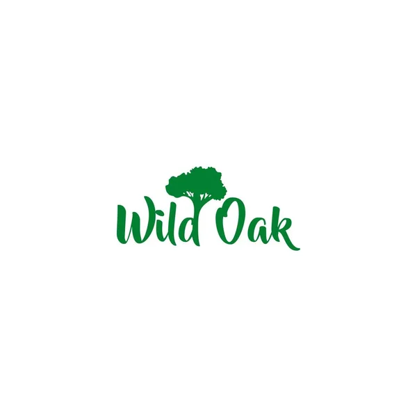 Green Wild Oak Logo Design Vector — Stock Vector