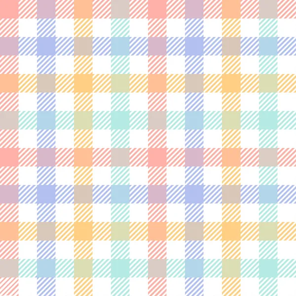 Gingham Check Plaid Colorful Seamless Pattern Pastel Vichy Tartan Background — Stock Vector