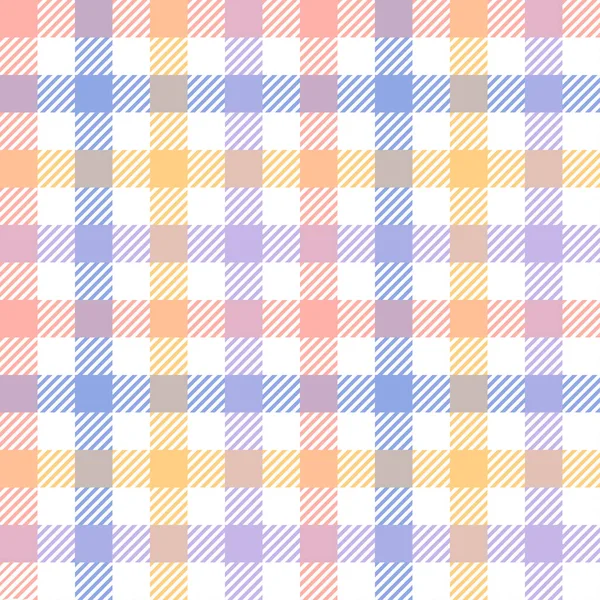 Gingham Check Plaid Colorful Seamless Pattern Pastel Vichy Tartan Background — Stock Vector