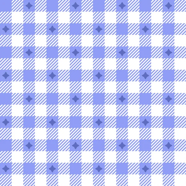 Gingham Check Plaid Blue Star Seamless Pattern Pastel Vichy Tartan — Stock Vector