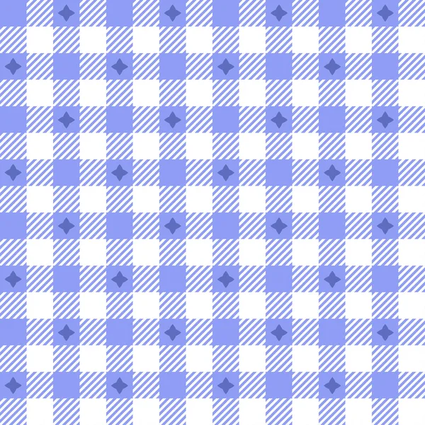 Gingham Check Plaid Med Blå Stjerne Sømløse Mønster Pastel Vichy – Stock-vektor