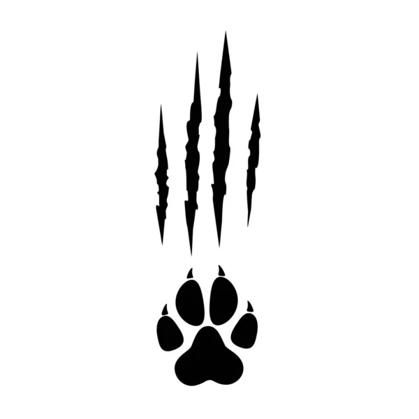 Animal Paw Print Silhouette Claw Marks Scratches Talons Cuts Cat — Vector de stock