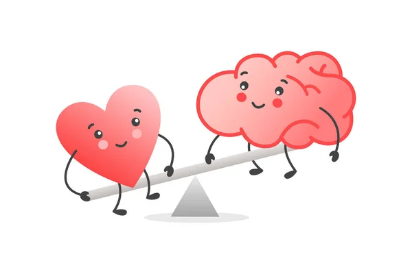 Equilibrio Entre Corazón Lindo Cerebro Escala Concepto Armonía Mente Sentimiento — Vector de stock