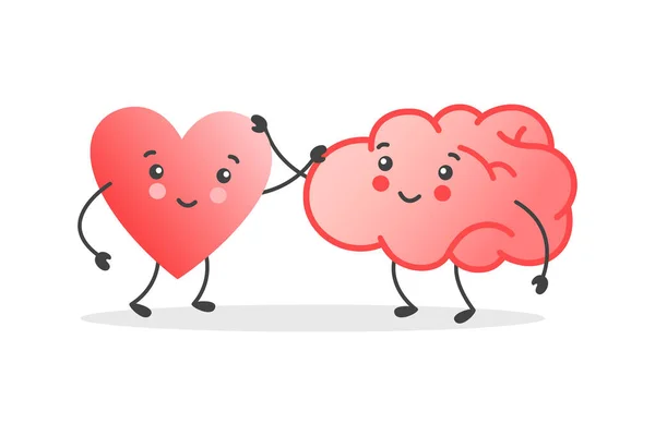 Equilibrio Entre Corazón Lindo Cerebro Escala Concepto Armonía Mente Sentimiento — Vector de stock