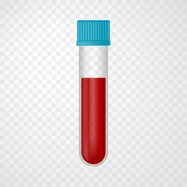Blood Sample Tube Virus Test Transparent Background Vector Realistic Illustration — Archivo Imágenes Vectoriales