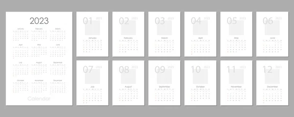 Monthly Vertical Wall Calendar 2023 Design Tamplate Black Grey Red — Stockvektor