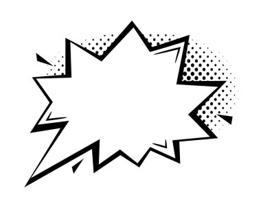 Yarım tonluk gölgesi olan boş bir çizgi roman balonu. Pop Art vektör karikatür çizimi. Çizgi roman, poster, afiş için tasarım