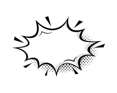 Yarım tonluk gölgesi olan boş bir çizgi roman balonu. Pop Art vektör karikatür çizimi. Çizgi roman, poster, afiş için tasarım