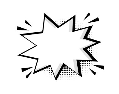 Yarım tonluk gölgesi olan boş bir çizgi roman balonu. Pop Art vektör karikatür çizimi. Çizgi roman, poster, afiş için tasarım