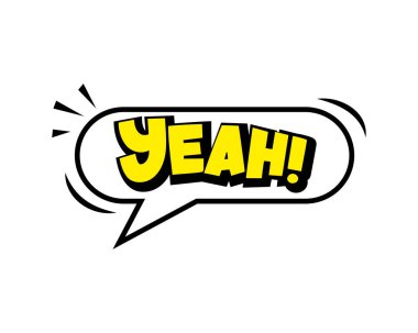 Evet, bulutlu komik kelime konuşma balonu ikonu, Ray. Pop Art vektör karikatür çizimi. Çizgi roman, poster, afiş için tasarım