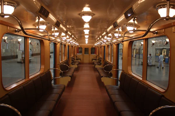Metrotrain 1955 Ano Produção Exposição Homenagem Aniversário Metro Moscovo 2018 — Fotografia de Stock