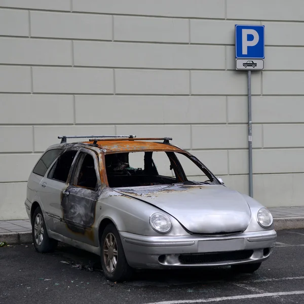 Car burned probably from vandal overnight — Stock Photo, Image