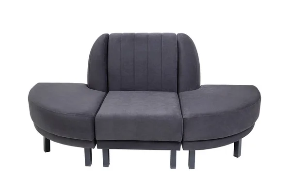 Modern grå tyg soffa isolerad på vit bakgrund, främre vy — Stockfoto