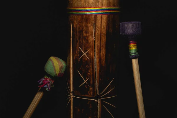 Инструмент Тепонацтли Разновидность Щелевого Барабана Используемого Центральной Мексике Ацтеками Связанными — стоковое фото