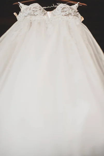 Close Vestido Noiva Vestido Noiva Que Vestido Usado Pela Noiva — Fotografia de Stock