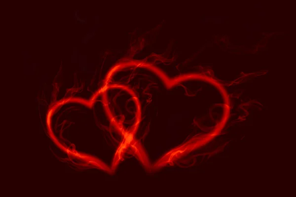 Two flaming hearts — Stock Photo, Image