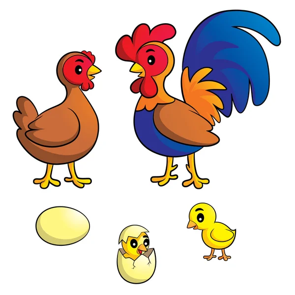 Familia de pollos — Vector de stock