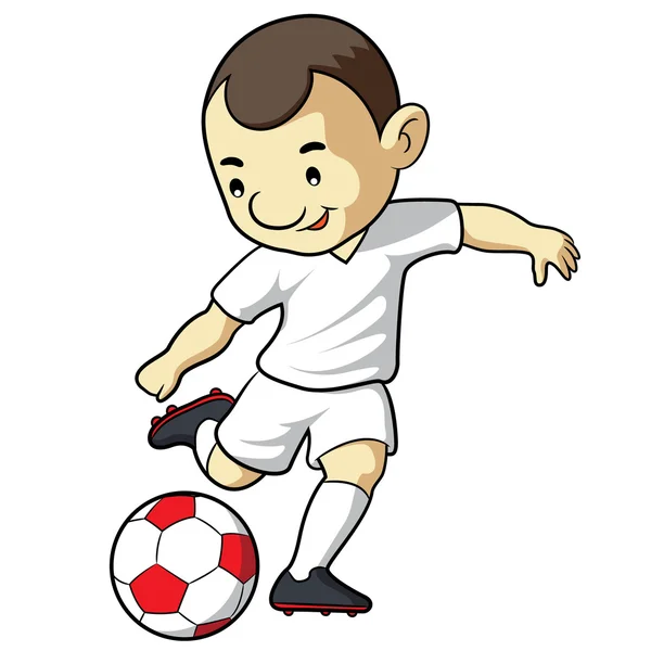 Caricature de soccer kidpiłka nożna dziecko kreskówki — Wektor stockowy