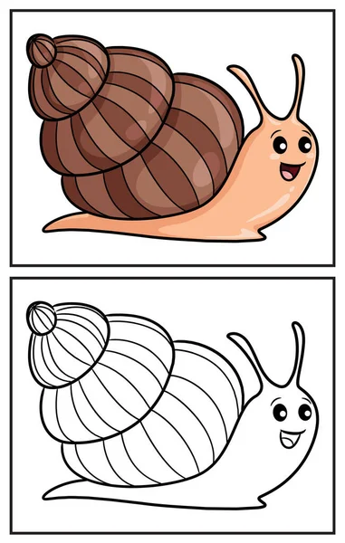 Coloring Book Cute Snail Coloring Page Colorful Clipart Character Vector — Stockový vektor