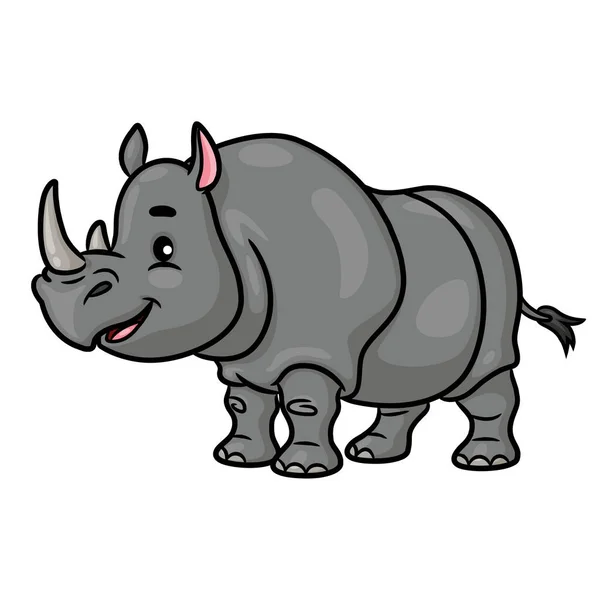 Ilustración Dibujos Animados Lindo Rinoceronte — Archivo Imágenes Vectoriales