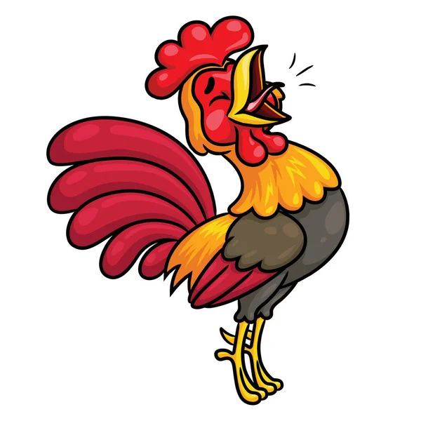 Illustration Cute Cartoon Rooster Crowing — Image vectorielle