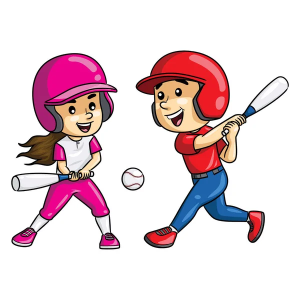 Illustrazione Carino Cartone Animato Baseball Softball Illustrazione Stock