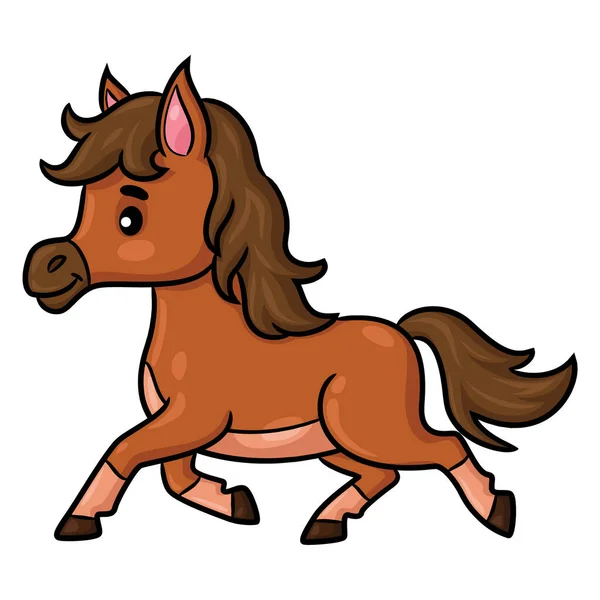 Illustration Cute Cartoon Horse — Vettoriale Stock