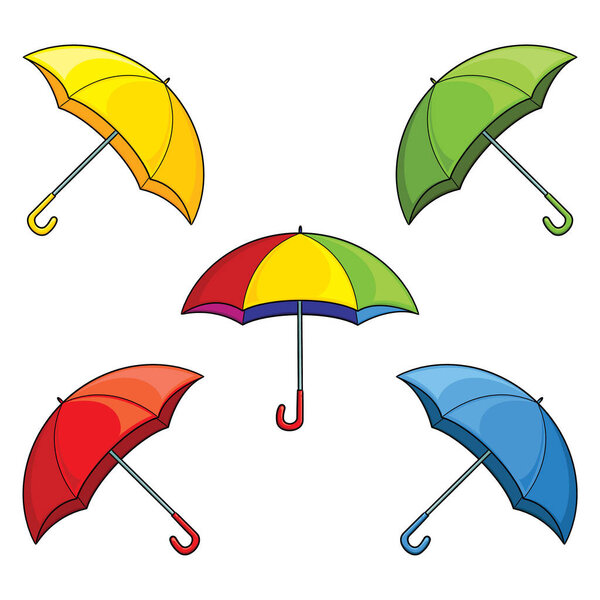 Illustration of cute cartoon of umbrella set.