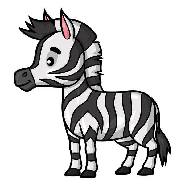 Illustration Cute Cartoon Zebra — Vetor de Stock