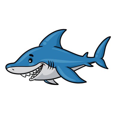Illustration of cute cartoon of shark.