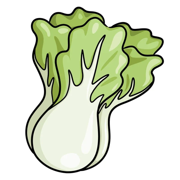 Illustration Cute Cartoon Mustard Greens — Vetor de Stock