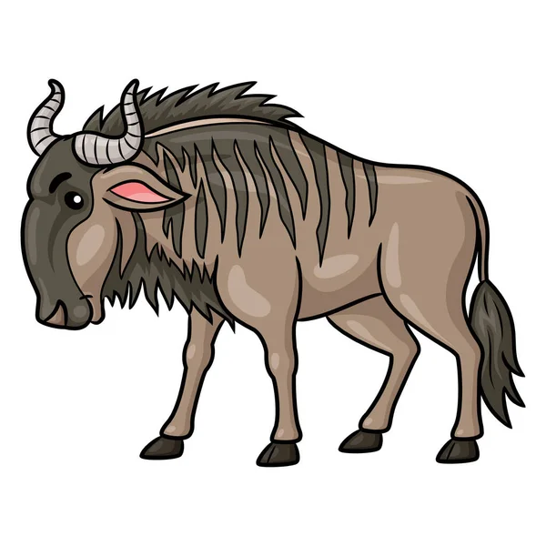 Illustration Cute Cartoon Wildebeest — Stock Vector