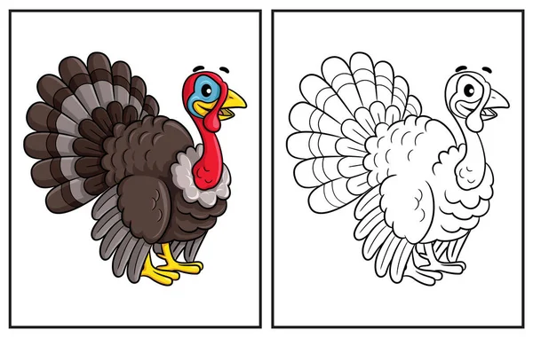 Coloring Book Cute Turkey Coloring Page Colorful Clipart Character Vector Vettoriale Stock