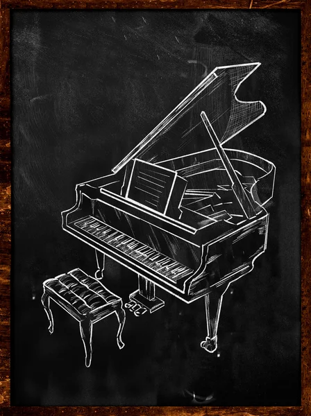 Grand Piano desenho no quadro negro — Fotografia de Stock