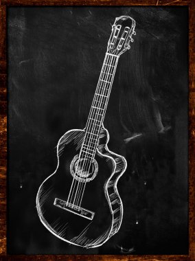 gitar kroki yazı tahtası üzerinde çizim