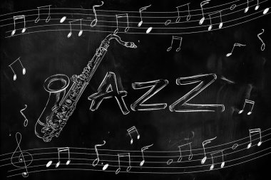 caz saksafon tahtada çizim