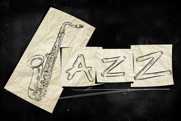 Jazz art paper on blackboard — Stock Photo, Image