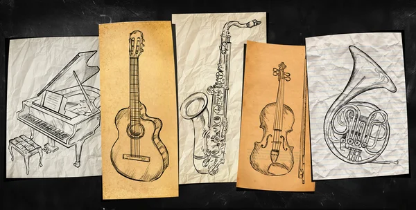 Arte Instrumentos fundo da música — Fotografia de Stock