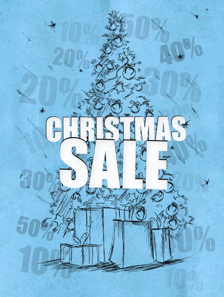 Natal venda fundo azul — Fotografia de Stock