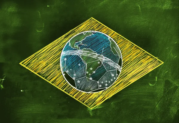 Brasil Bandeira Sketch Soccer Edition — Fotografia de Stock