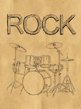 rock drum schets op papier