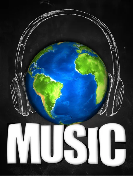 Hudba země univerzální skica sluchátka — Stock fotografie