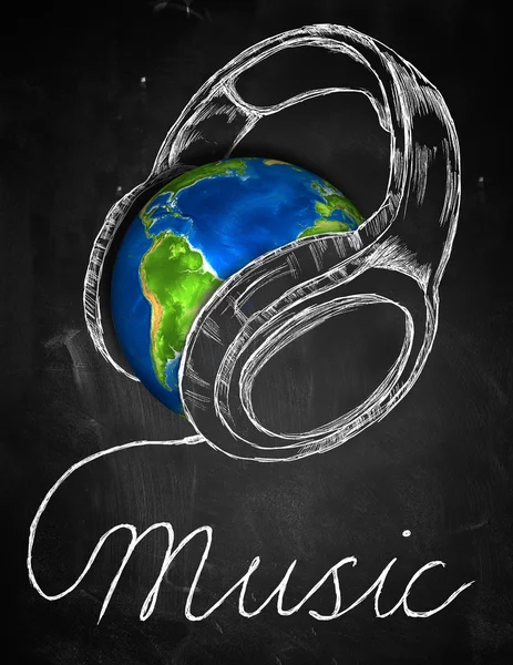 Music Earth Headphone Background — Φωτογραφία Αρχείου